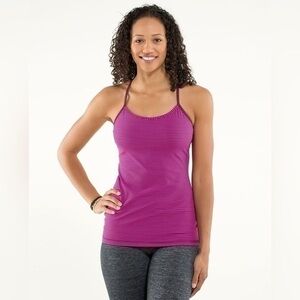 Lululemon Power Y Tank Shelf Bra & Pads Hot Pink & Purple